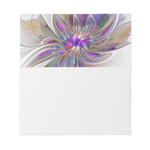 Energetic, Colourful Abstract Fractal Art Flower Notepad