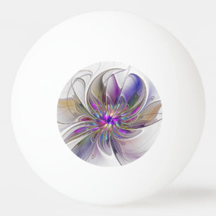 Energetic, Colourful Abstract Fractal Art Flower Ping Pong Ball