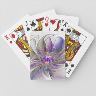 Energetic, Colourful Abstract Fractal Art Flower Playing Cards
