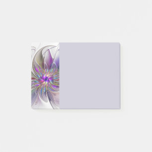 Energetic, Colourful Abstract Fractal Art Flower Post-it Notes