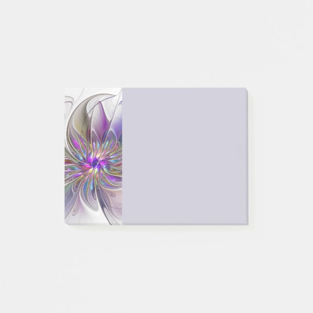 Energetic, Colourful Abstract Fractal Art Flower Post-it Notes (Front)