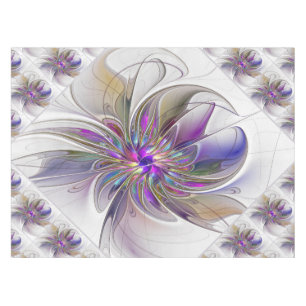 Energetic, Colourful Abstract Fractal Art Flower Tablecloth