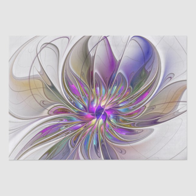 Energetic, Colourful Abstract Fractal Art Flower Tissue Paper (Front)