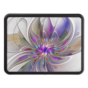 Energetic, Colourful Abstract Fractal Art Flower Trailer Hitch Cover