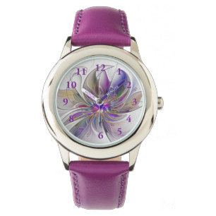 Energetic, Colourful Abstract Fractal Art Flower Watch