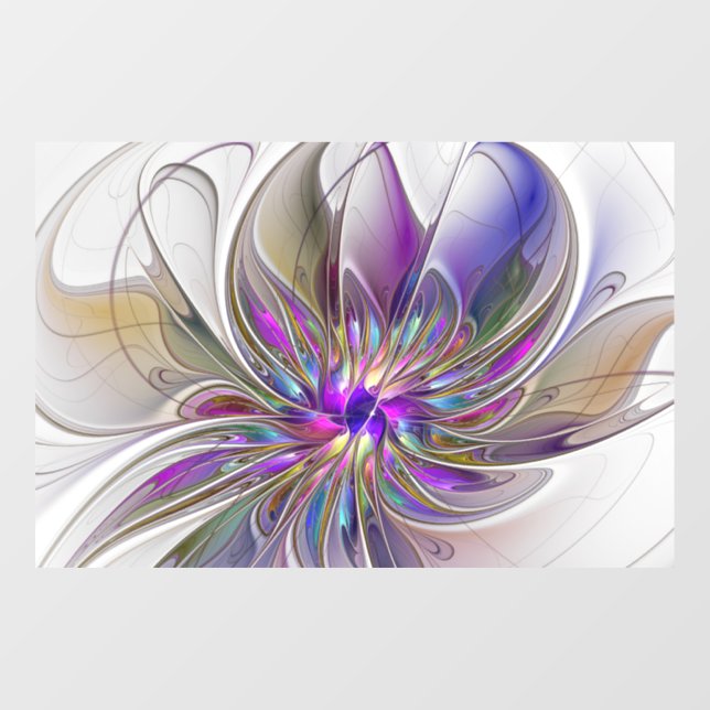 Energetic, Colourful Abstract Fractal Art Flower Window Cling (Sheet)