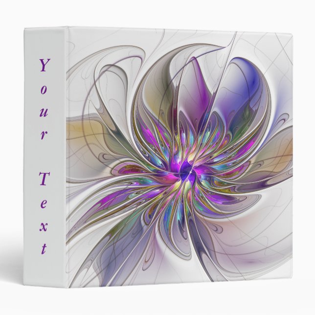 Energetic, Colourful Abstract Fractal Flower Text Binder (Front/Spine)