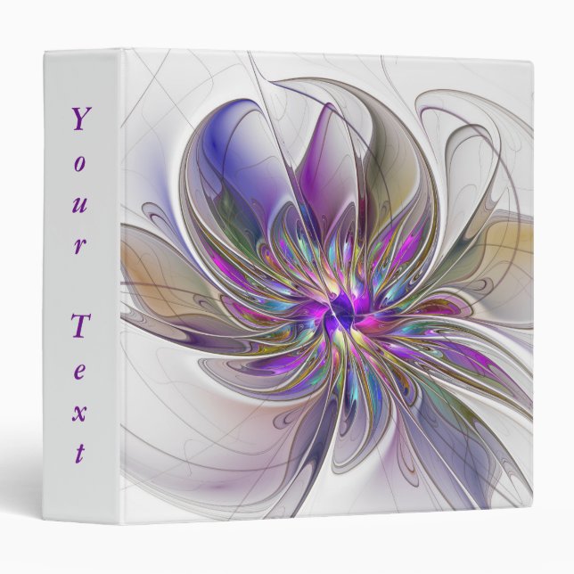 Energetic, Colourful Abstract Fractal Flower Text Binder (Front/Spine)