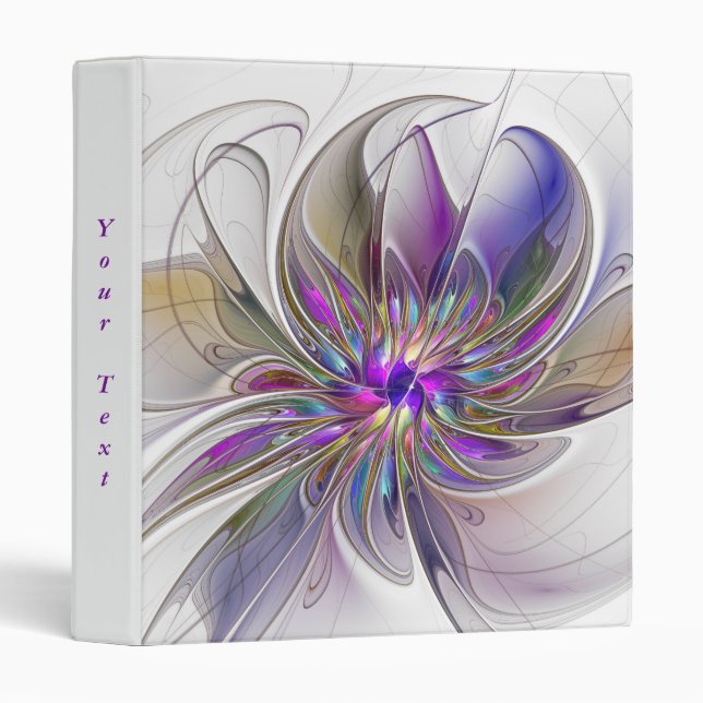 Energetic, Colourful Abstract Fractal Flower Text Binder (Front/Spine)