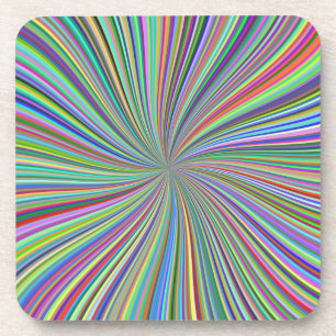Energetic Colourful Ribbon Sunburst Coaster