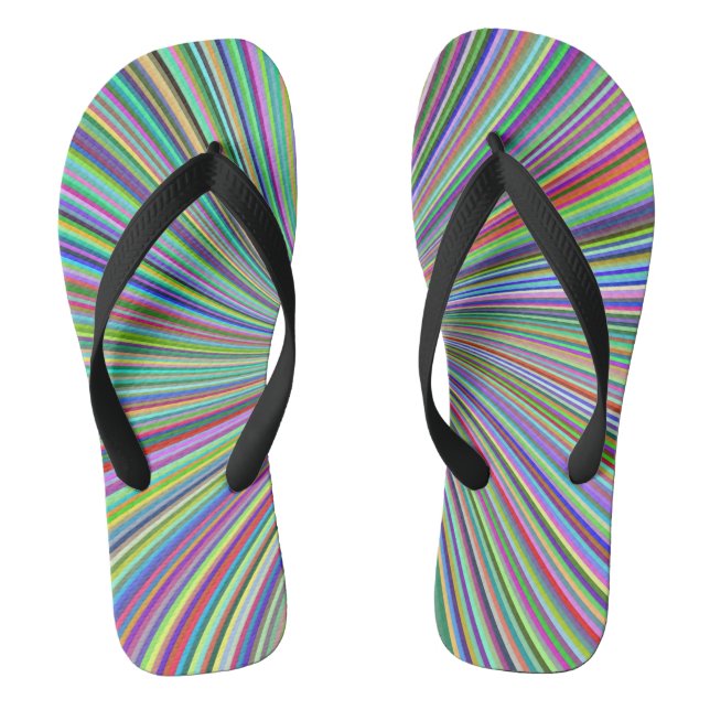 Energetic Colourful Ribbon Sunburst Flip Flops (Footbed)