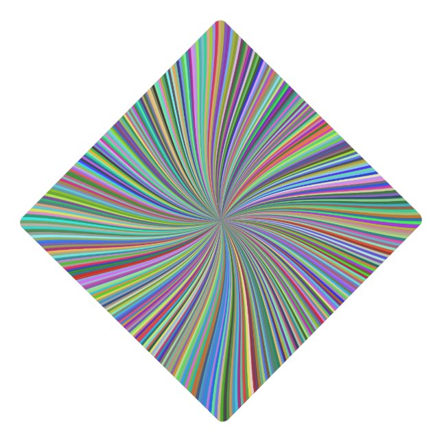 Energetic Colourful Ribbon Sunburst Graduation Cap Topper (Front)