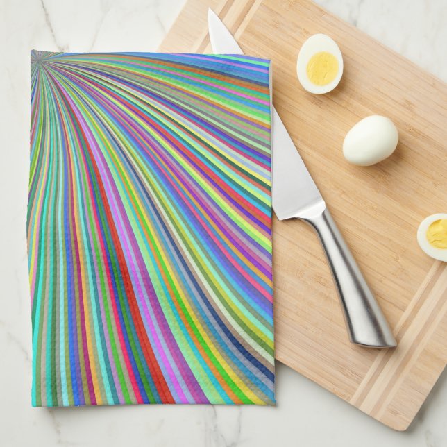 Energetic Colourful Ribbon Sunburst Kitchen Towel (Quarter Fold)