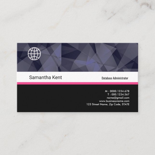 Energetic Grey Global Database Admin Business Card (Front)