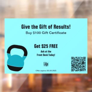 Energetic Gym All Year Gift Certificate Promotion Window Cling