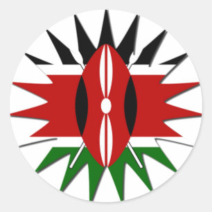 Energetic Kenyan National Flag star Illustration  Classic Round Sticker