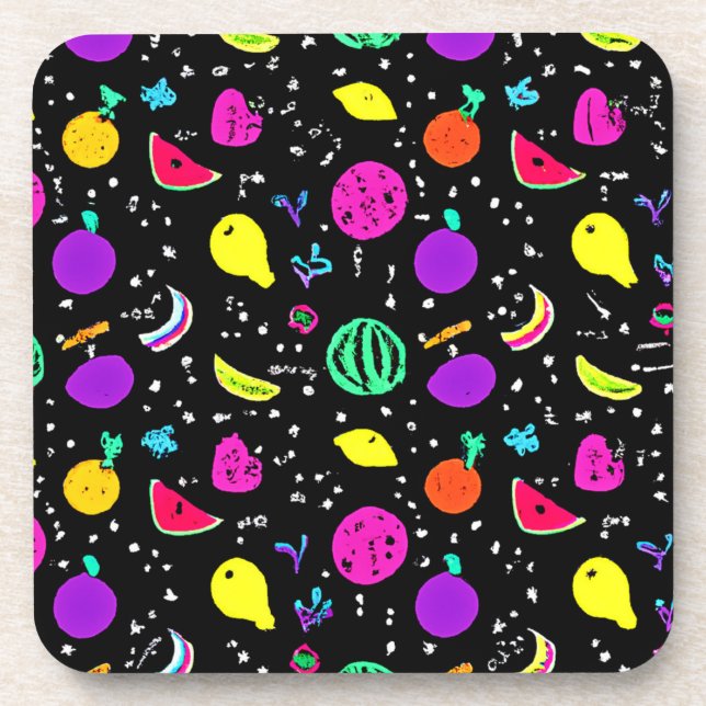 Energetic Neon Fruit Dance Coaster (Front)