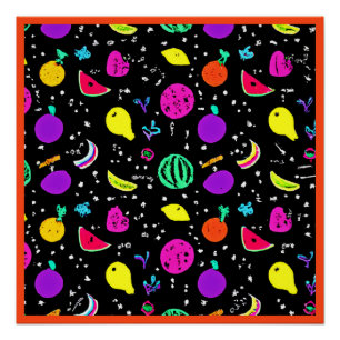 Energetic Neon Fruit Dance Poster