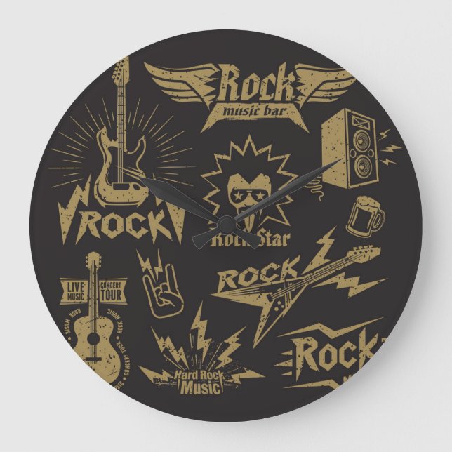 Energetic rock music essence large clock (Front)