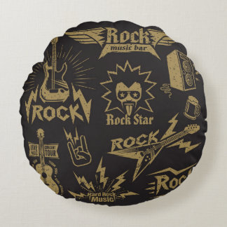 Energetic rock music essence round pillow