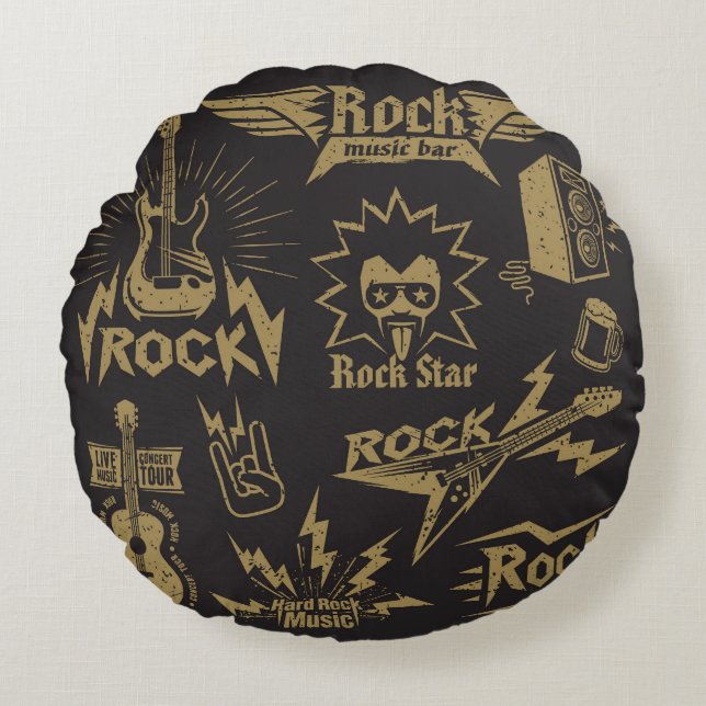 Energetic rock music essence round pillow (Front)