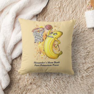 Energetic Slam Dunk Banana – Fruitarian Power🍌 Throw Pillow