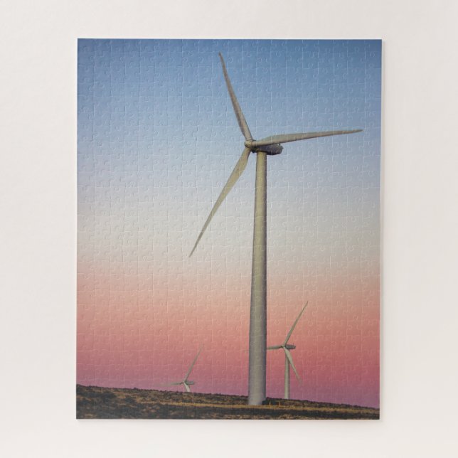 Énergie éolienne de la ferme à Dusk Jigsaw Puzzle (Vertical)