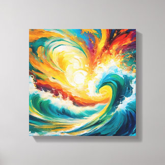 Energized Waves: Abstract Ocean Canvas Print