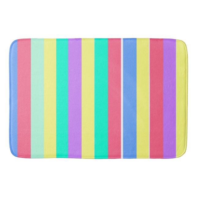 Energizing Spring Pastel Stripes Bath Mat (Front)