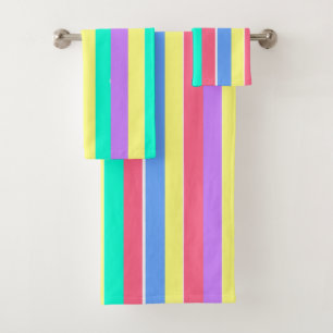 Energizing Spring Pastel Stripes Bath Towel Set