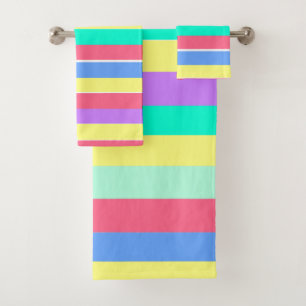 Energizing Spring Pastel Stripes Bath Towel Set