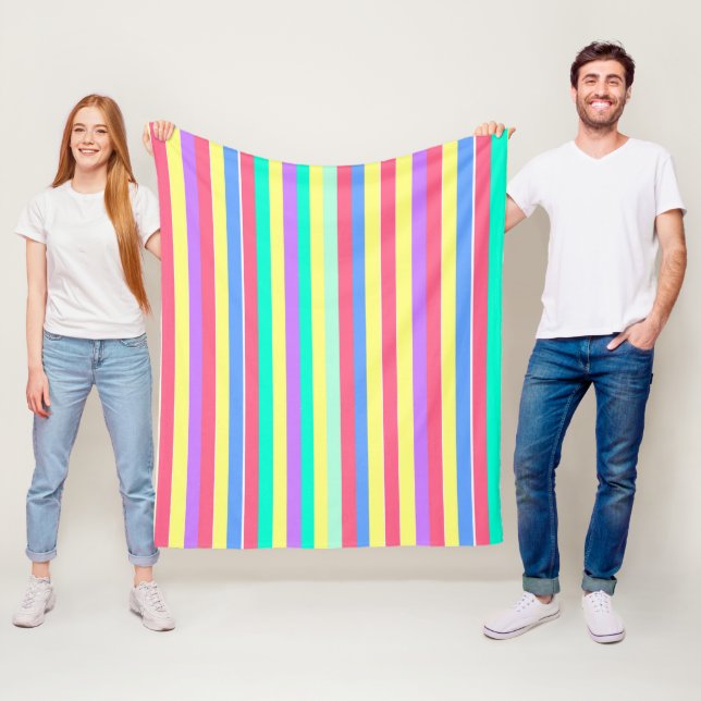 Energizing Spring Pastel Stripes Fleece Blanket (In Situ)