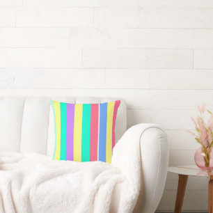 Energizing Spring Pastel Stripes Throw Pillow