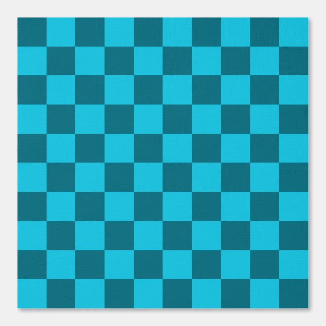 Energizing Teal and Turquoise Checkerboard Pattern Wallpaper (Front)