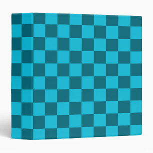 Energizing Teal and Turquoise Chequerboard Pattern Binder