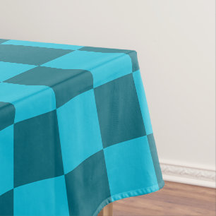 Energizing Teal and Turquoise Chequerboard Pattern Tablecloth