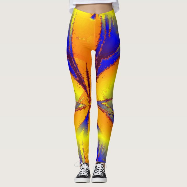 Energy Blue Orange Yellow Leggings (Front)