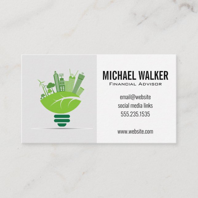 Energy City Bulb Logo | Eco Friendly Business Card (Front)
