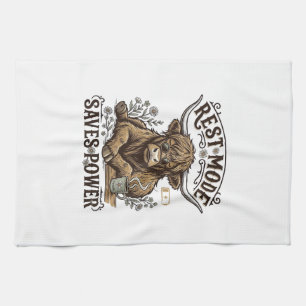 Energy Efficient Cow Vintage Lazy Highland Shirt Kitchen Towel
