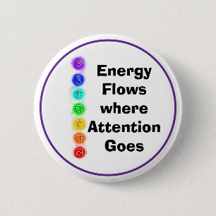 Energy Flows Chakra Alignment Spiritual Awareness 2 Inch Round Button