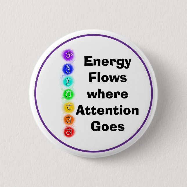Energy Flows Chakra Alignment Spiritual Awareness 2 Inch Round Button (Front)