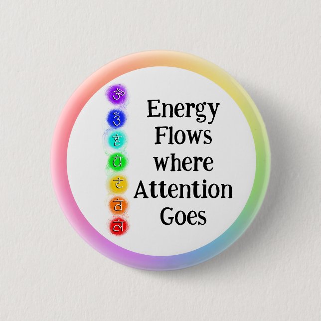 Energy Flows Chakra Alignment Spiritual Awareness 2 Inch Round Button (Front)