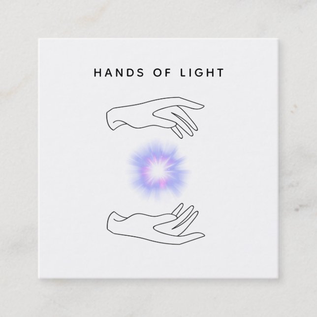 *~* Energy Hands Ball + Lights Reiki Healing Square Business Card (Front)