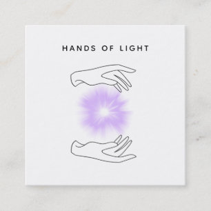*~* Energy Hands Ball   Reiki Healing Lights Square Business Card