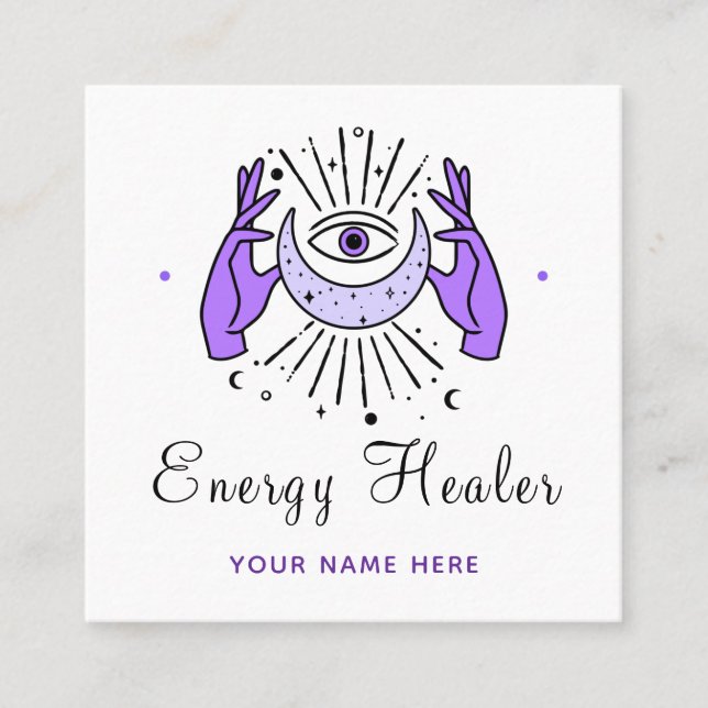 Energy Healer Fortune Teller Magical Hands & Eye   Square Business Card (Front)