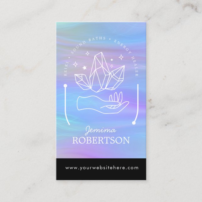 Energy Healer, Reiki, Tarot, Esoteric Crystals Bus Business Card (Front)