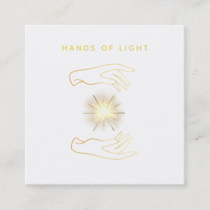 *~* Energy Healing Hands Ball of Light Reiki Square Business Card