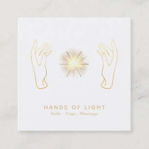 *~* Energy Healing Hands Ball of Reiki Light Square Business Card