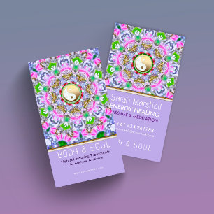 Energy Healing Holistic Lilac Gold Sparkle Business Card