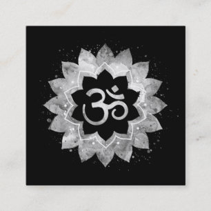*~*  Energy Healing Lotus Mandala Aum Om Symbol Square Business Card